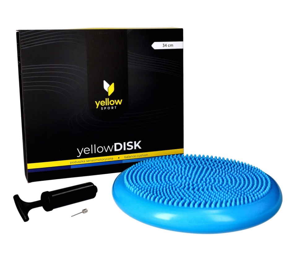 Sensomotorisches Kissen gelbDISK mit Pumpe blau